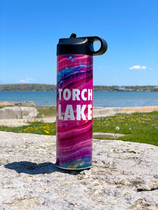 17oz Torch Lake Water Bottle With Pink Pour Print