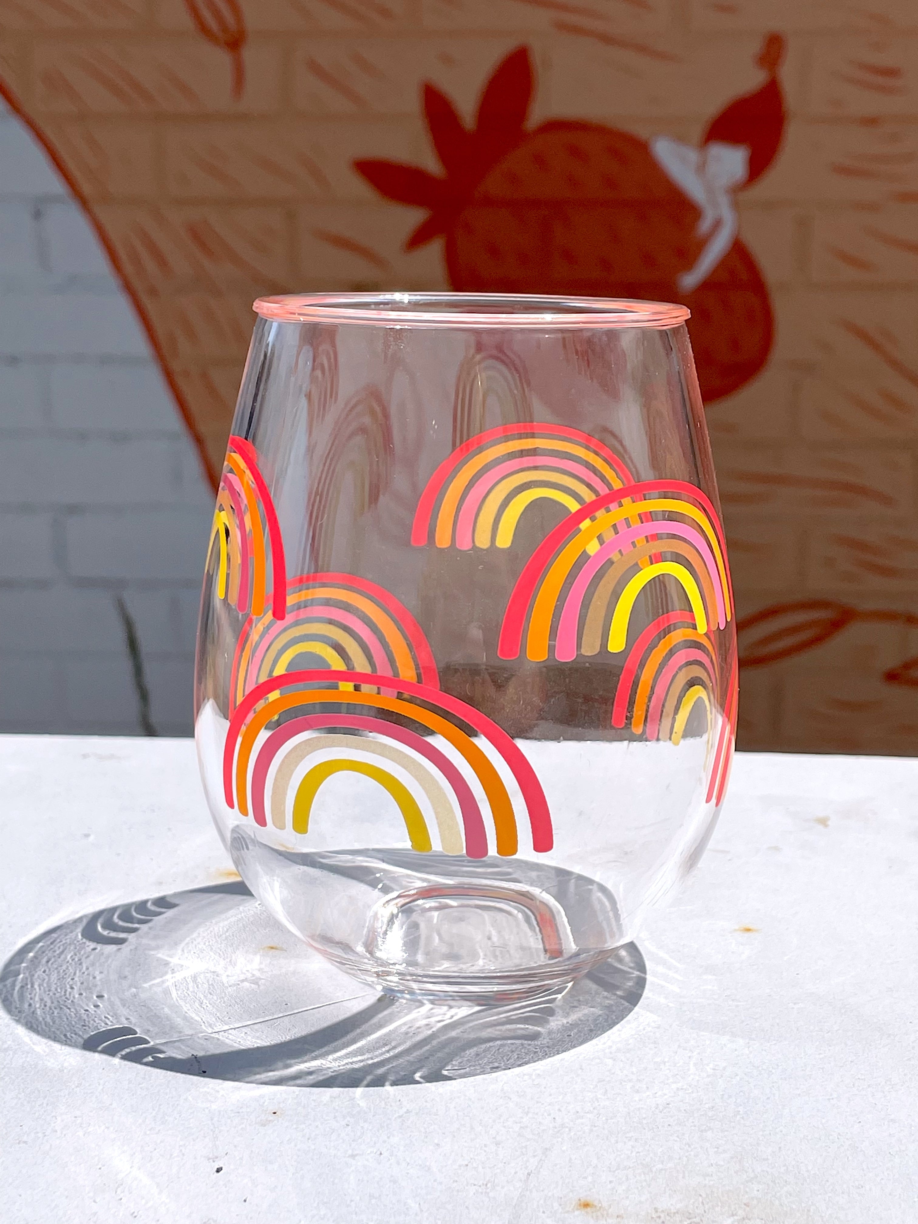 Sunset Rainbow Stemless Wine Glass